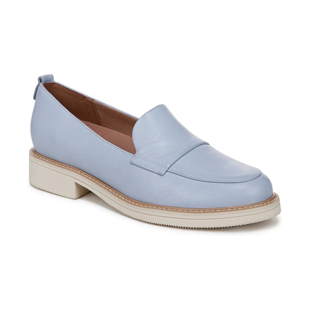 Naturalizer Taylin Light Blue Leather Block Heel Penny Loafers Womens NO BOX